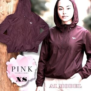 Victoria's Secret PINK Dog LOGO Burgundy Windbreaker - XS - Excellent Condition!